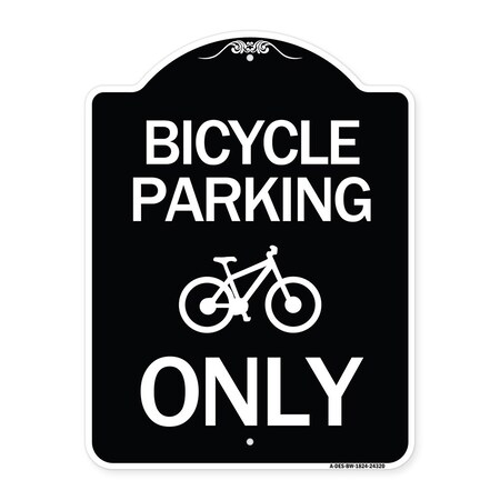 Signmission Bicycle Parking Only With Graphic Heavy-Gauge Aluminum Architectural Sign, 24" x 18", BW-1824-24320 A-DES-BW-1824-24320